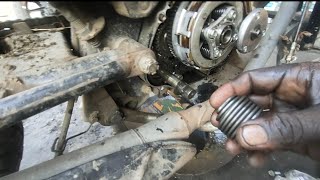 How to change kick spring honda Shine [upl. by Ahsinotna]