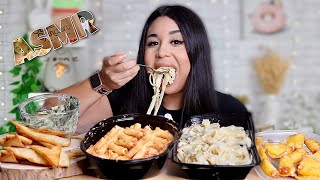 ASMR Olive Garden Five Cheese Ziti Alfredo Pasta CRUNCHY Flatbread Crisps MUKBANG Eating Sounds [upl. by Eadwina]