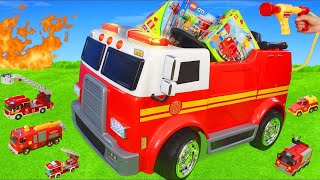 Le camion de pompier avec des jouets équipement dincendie [upl. by Feodor]