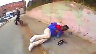 BMX Rider Jumps Over Bum and Hits his Head [upl. by Carol]