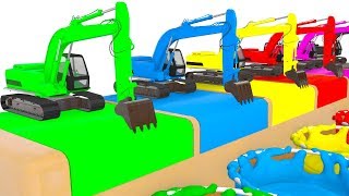 Colors With Cars for Children and Excavator Color Vehicle Cartoon Educational for Kids [upl. by Ahsieyn249]