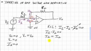 OpAmps 2 Inverting Amp Voltage Gain Derivation [upl. by Lorien]