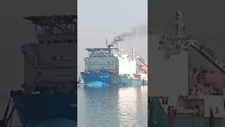 Cable laying Vessel Scorted by A Tugboattrending cable offshorejob vessel amazing ship [upl. by Medwin]