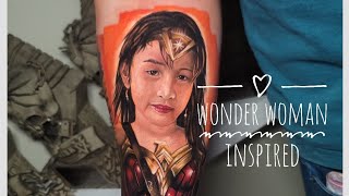 Realism Portrait  John Paul Orogo  Obsidian tattoo collective  Wonder woman inspired  StarBrite [upl. by Eimareg]