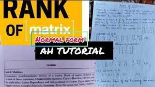 Method to find the rank by normal form  Aktu  M1 maths [upl. by Ahsets]