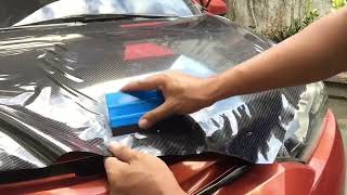 7d Carbon Fiber Wrap Installed in car hood Vios [upl. by Haakon]