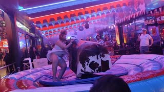 Amazing mechanical bull riding November 20th 2023 in Benidorm ♉ [upl. by Ordnaxela67]