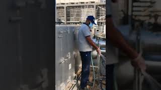 Air filter cleaning of ahu in roof top ahu saudiarabia [upl. by Norward]