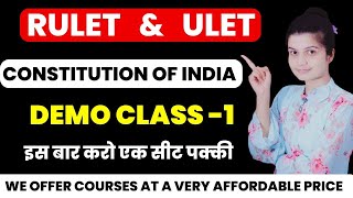 Rajasthan University llb Entrance exam Demo Class  Constitution of IndiaRulet amp Ulet class Demo1 [upl. by Vernen]