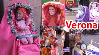 Pazzo a VeronaVERONA Baby in stroller yells🤣💕I LOVE YOU funniest street perform funny Baby trolly [upl. by Ahtivak]