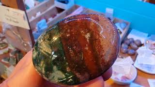 Ocean Jasper Palm Stone Gemstone Green Red White Peach Clear [upl. by Emmerich]