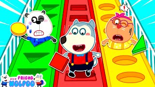 Slide Surprises Adventure amp Learn Shape with Wolfoo and Friends  Kids Videos [upl. by Enawd]