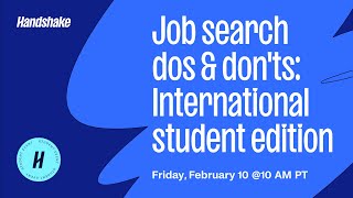 Job search dos amp donts international students edition  Campus to Career [upl. by Okorih88]