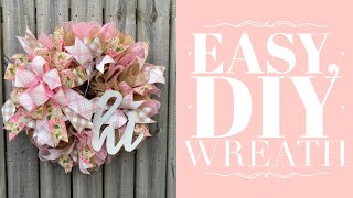 How to Make an Easy Mesh Wreath  Ruffled Wreath Tutorial  How to Make a Bow by Hand [upl. by Ycaj]