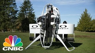 Bubba Watson Shows Off Jet Pack Golf Cart  Squawk Box  CNBC [upl. by Annohsed]