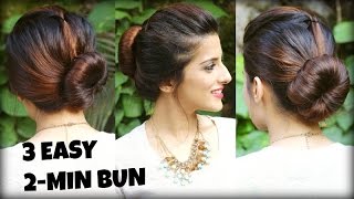 3 EASY Bun Hairstyles for THINLONG Hair Using a Bun Maker For College Work  Perfect Bun Tutorial [upl. by Dorine96]