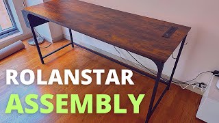 Rolanstar Computer Desk with Power Outlet Assembly  Desk with Outlets amp USB Ports and Storage Bag [upl. by Drallim]