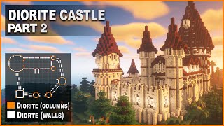 Minecraft How to build a Medieval Diorite Castle  Tutorial PART 2 [upl. by Slavic226]