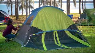 How to Set Up Your Coleman Dark Room 4Person Tent with Screen Room [upl. by Wordoow]