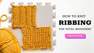 How to Knit RIB STITCH StepbyStep Tutorial for Beginners [upl. by Ahsikahs]