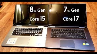 8th Gen Intel Core i5 vs 7th Gen i7 PERFORMANCE i58250U QUADCore vs i77500U DUALCore [upl. by Ahsena]