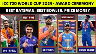 ICC T20 World Cup Final 2024 Post Match Presentation  All Award Winners  India Team Celebration [upl. by Kerwinn]