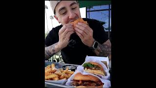 new truffle burger amp fries 🍟 shakeshackburger mukbang asmr [upl. by Noryt746]