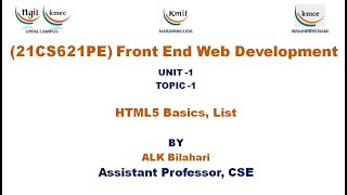 Unit 1HTML5 Basics List [upl. by Ruth]