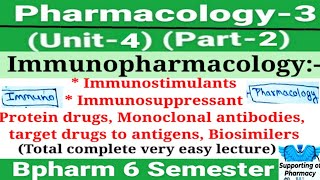 Immunopharmacology। Immunostimulants।Immunosuppressant।Protein drugs।Biosimilar।Pharmacology Bph6sem [upl. by Osswald]