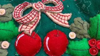 Christmas tree skirt cherries and bows sewing handmade christmas tree [upl. by Seta]