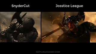 Justice League Comparison The Old Gods Fight Darkseid  Snydercut vs Josstice League [upl. by Sarajane]