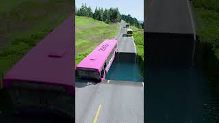 Bus vs water pit 13  carsvswaterpit beamngdrive doubleflatbedtrailertruckvsspeedbumps [upl. by Yenhoj]