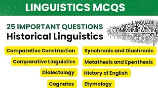 Linguistics MCQS  History of English  Diachronic and Synchronic  Historical linguistics Cognates [upl. by Ylrehc]