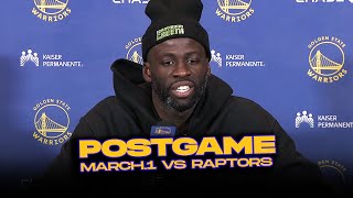 WarriorsRaptors Postgame Draymond Moody Coach Kerr Reactions  March 1 2024 [upl. by Angelico981]