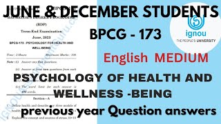 BPCG  173 PREVIOUS YEAR SOLVED QUESTIONS PAPER PSYCHOLOGY FOR HEALTH AND WELL  BEING [upl. by Atirb]