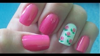 Botões de rosas na Filha Única Manual Bela e Simples Nail Art [upl. by Khalil]