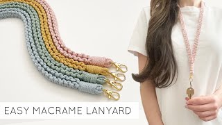 DIY LANYARD  EASY MACRAME LANYARD  MACRAME FOR ABSOLUTE BEGINNERS  MACRAME TUTORIAL [upl. by Accebar]