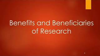 CHAPTER 36  Benefits and Beneficiaries of Research [upl. by Meagan602]