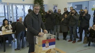 Serbian President expects landslide victory as he votes in election  AFP [upl. by Covell]