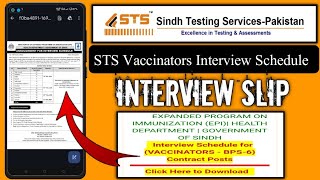 STS Vaccinators Interview slip  STS vaccinators interview schedule  STS vaccinators interview date [upl. by Aitselec313]