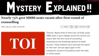 Why 75 Govt MBBS Seats are VACANT after Round 1 AIQ Counselling NEET 2024 [upl. by Sylvia]