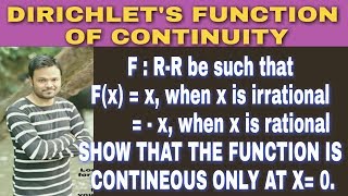 Continuity of dirichlets function 🔥 continuity problems of dirichlet function in hindi [upl. by Rodgers]