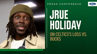 PRESS CONFERENCE Jrue Holiday on Celtics loss to Bucks Giannis injury [upl. by Aver573]