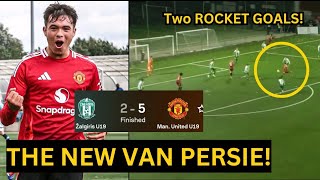 United Young STRIKER Gabriel Biancheri SCORED BRACE in Man United U19s 52 win vs Zalgiris in UCL [upl. by Karli]