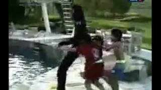 Michael Jackson Gets Pushed Into Pool By Cousins [upl. by Yacov12]