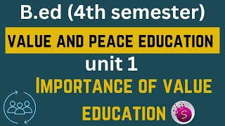 Importance of value education  unit 1  value and peace education  4th semester [upl. by Esinal]