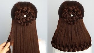 Cute Holiday Hairstyle With Braids Easy  Latest Hairstyle For Long Hair Wedding Guest [upl. by Ydnamron]