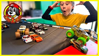 MONSTER TRUCKS VS RACE CARS 🏎️ TREADMILL RACE Monster Jam Race Cars [upl. by Asial923]