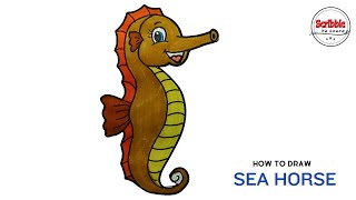 How to Draw a Seahorse Easy  Easy Seahorse drawing and colouring Cute Seahorse Drawing [upl. by Shaefer]