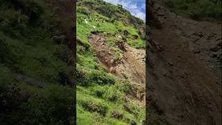 A landslide of rocks falling in a hill village dolakhashorts rock village [upl. by Matthew]